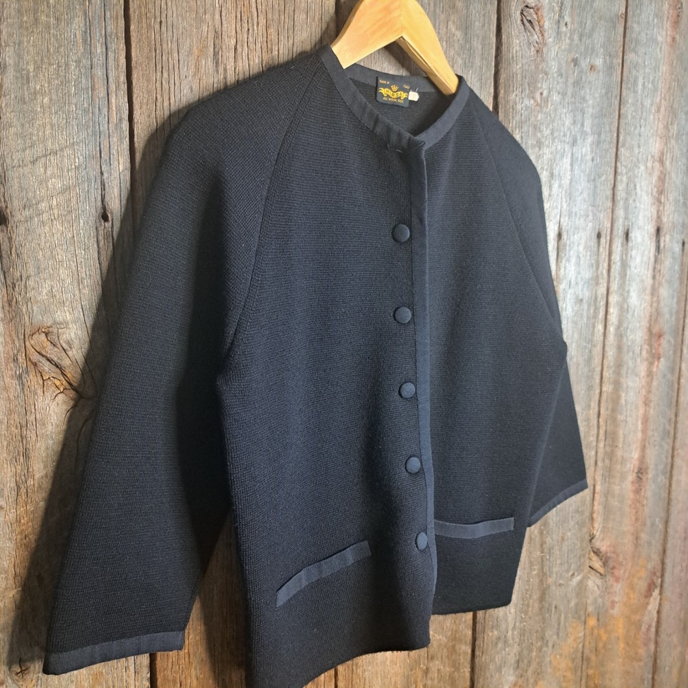 Coquette 1950s Vintage Italian Mirsa Wool 3/4 Sleeve Cardigan W 12 / Modern XS